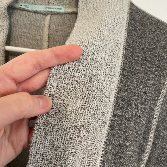 MAURICES Dark Gray Light Gray Colorblock Terry Cloth Open Front Cardigan Sweater - Picture 3 of 14